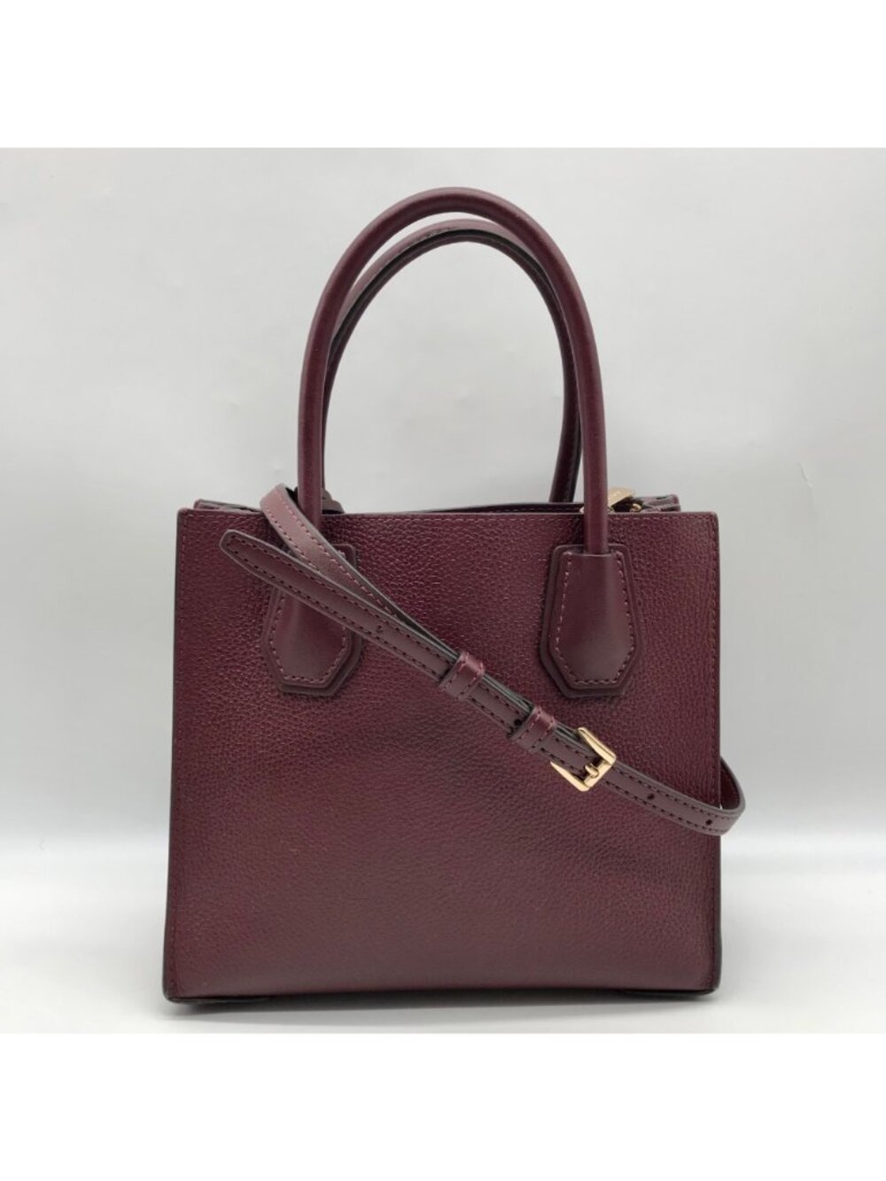 Michael Kors Burgundy Pebbled Leather Mercer Convertible Satchel - Picture 2 of 10